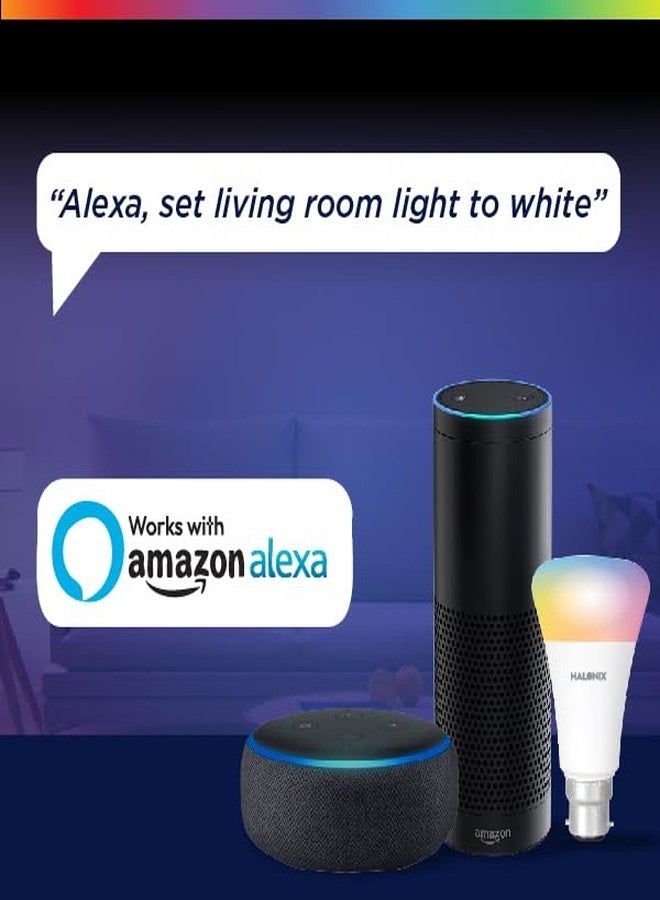 Halonix مصباح هالونيكس الذكي بتقنية الواي فاي LED بقوة 9 واط B22D (16 مليون لون + أبيض دافئ/أبيض محايد/أبيض) (متوافق مع أمازون أليكسا ومساعد جوجل) - Image 2